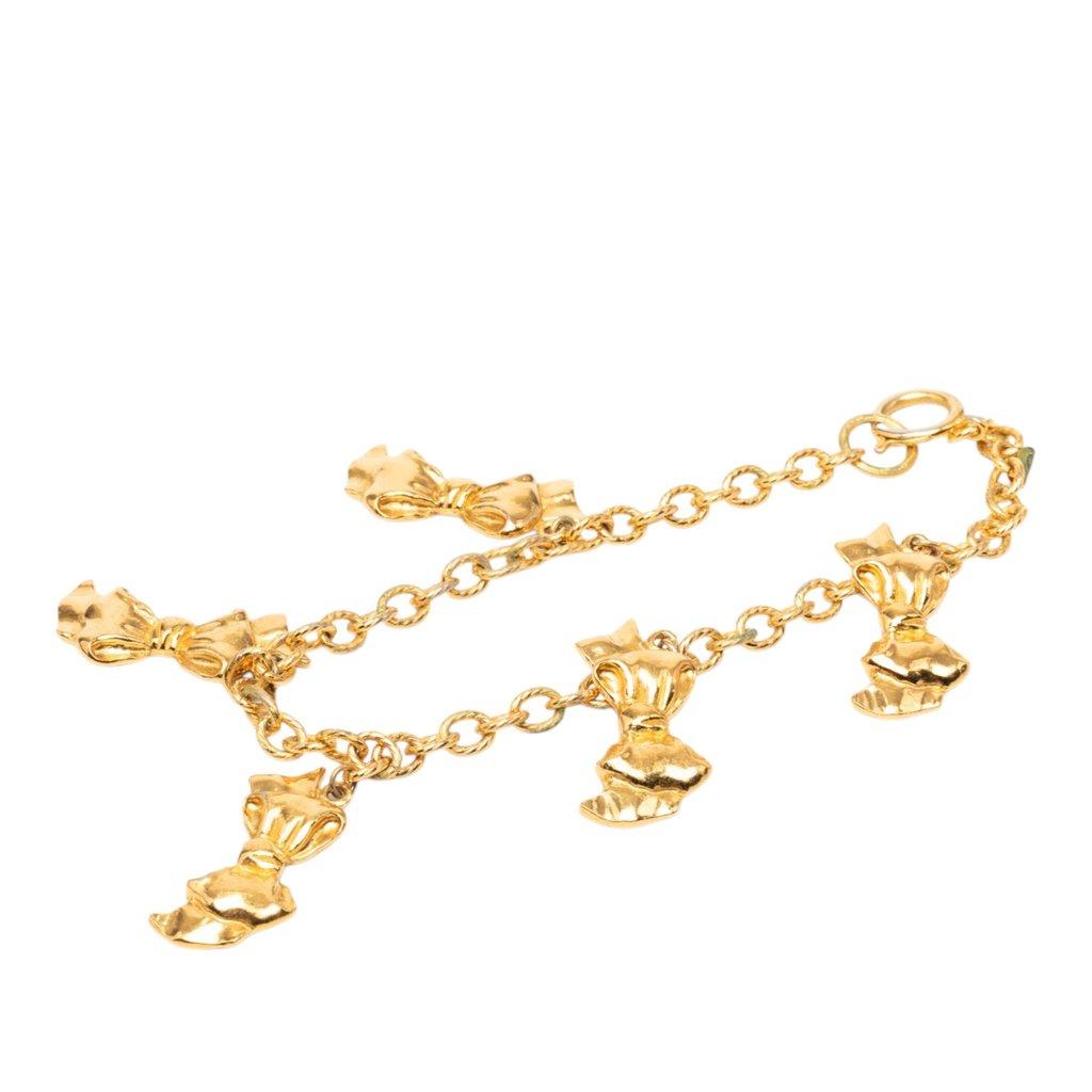 Chanel Gold Plated Bow Charms Necklace