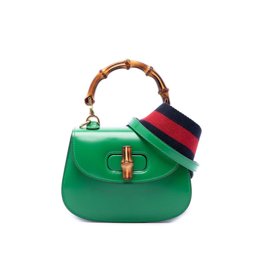 Gucci حقيبة صغيرة من جلد العجل بمقبض علوي من الخيزران 1947
