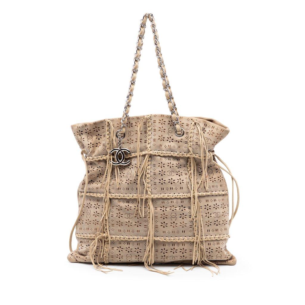 Chanel Perforated Suede Fringe Tote