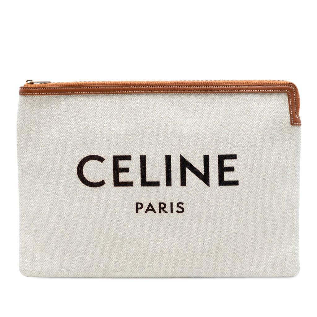 Celine Large Canvas Logo Clutch