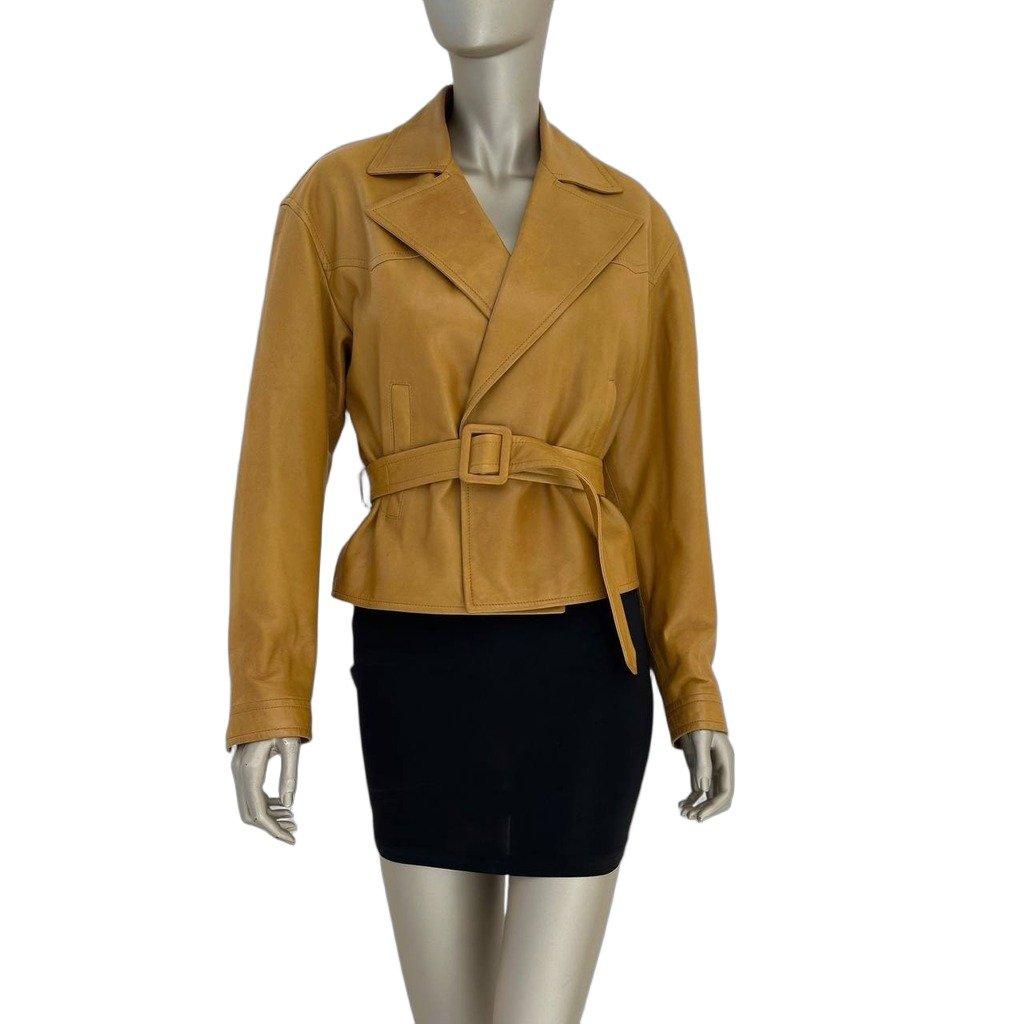 Saint Laurent Saint Laurent Women's Brown Leather Double Breasted Jacket Pre-owned