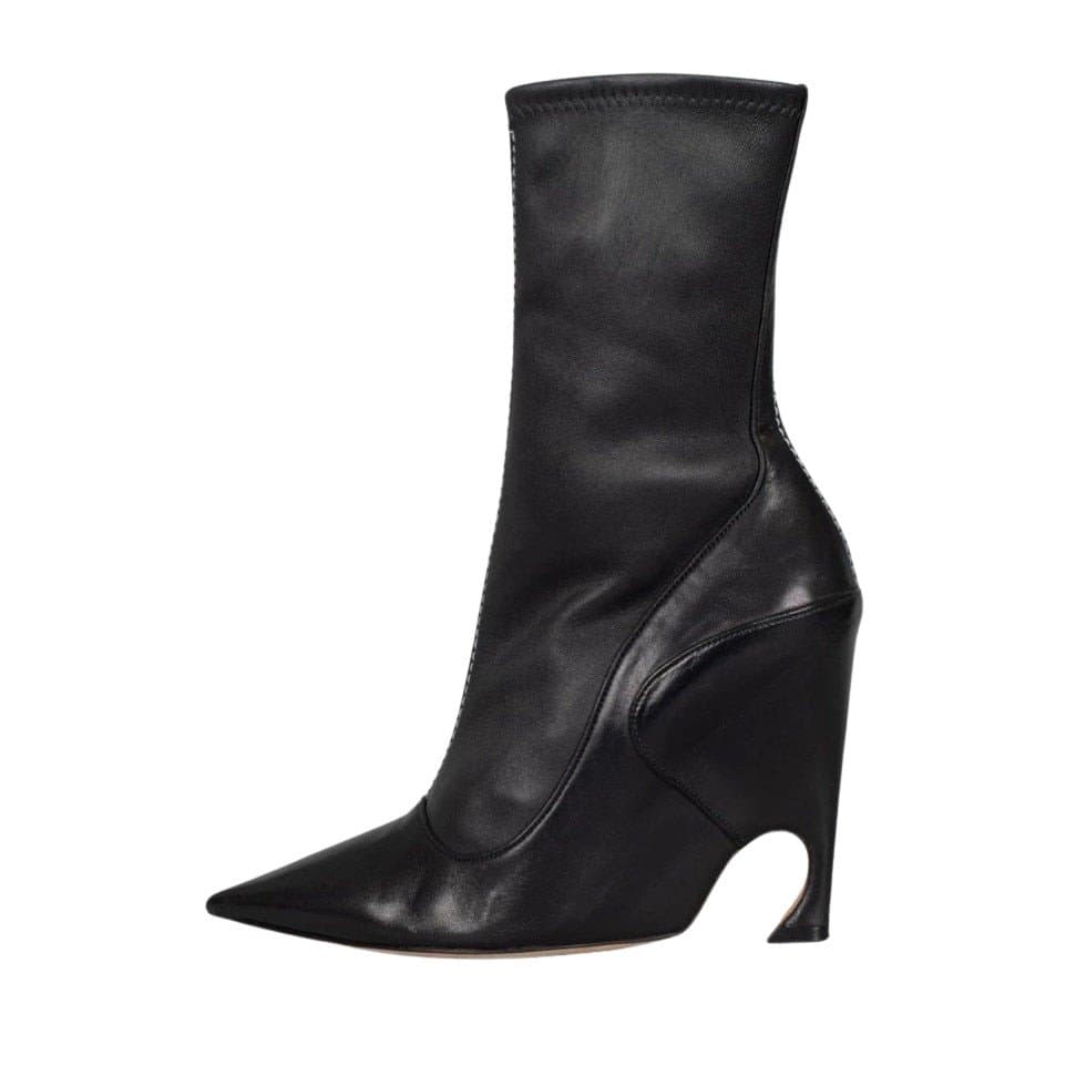 Christian Dior Christian Dior Black Leather Pointed Ankle Boots - EU 39.5 Pre-owned