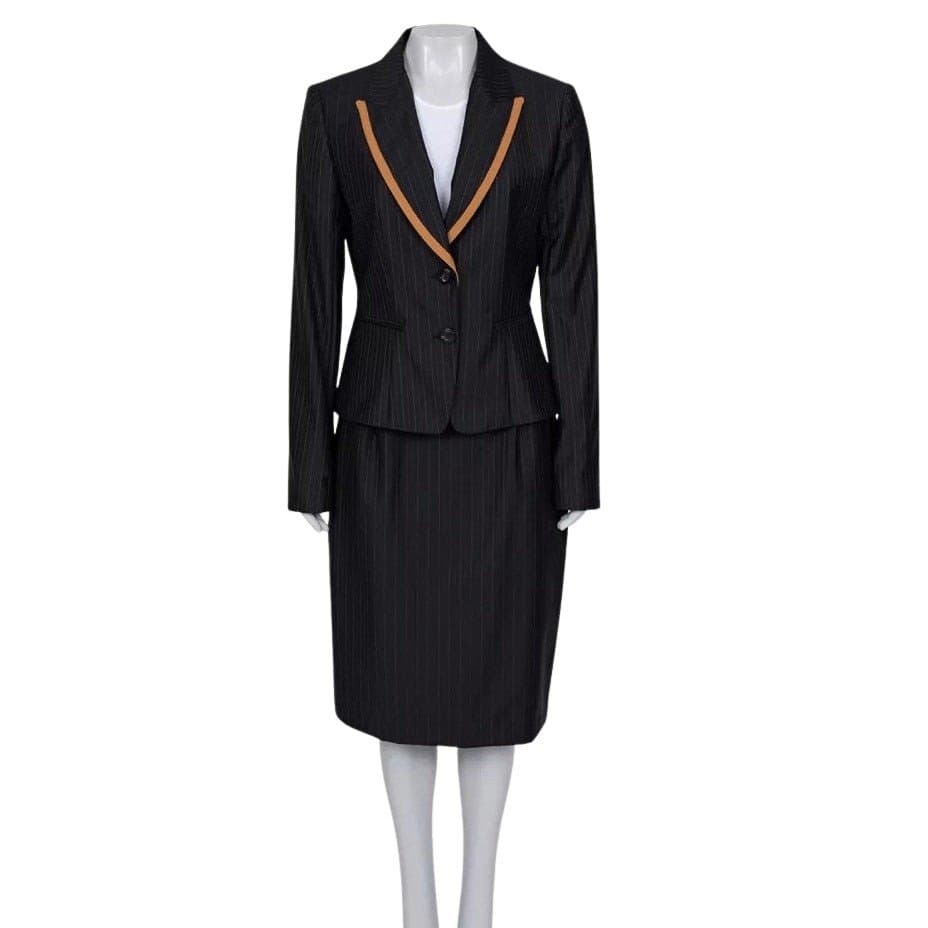 Christian Dior Christian Dior Black Striped Wool Suit EU 42 XXL Pre-owned