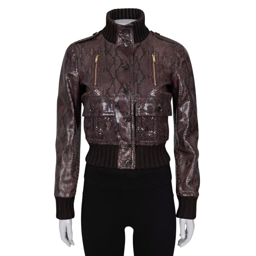 Gucci Gucci Python Print Lambskin Leather Jacket - IT 38 / XS pre-owned