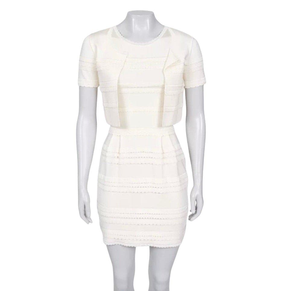 Christian Dior Christian Dior White Dress & Jacket Set - Size S Pre-owned