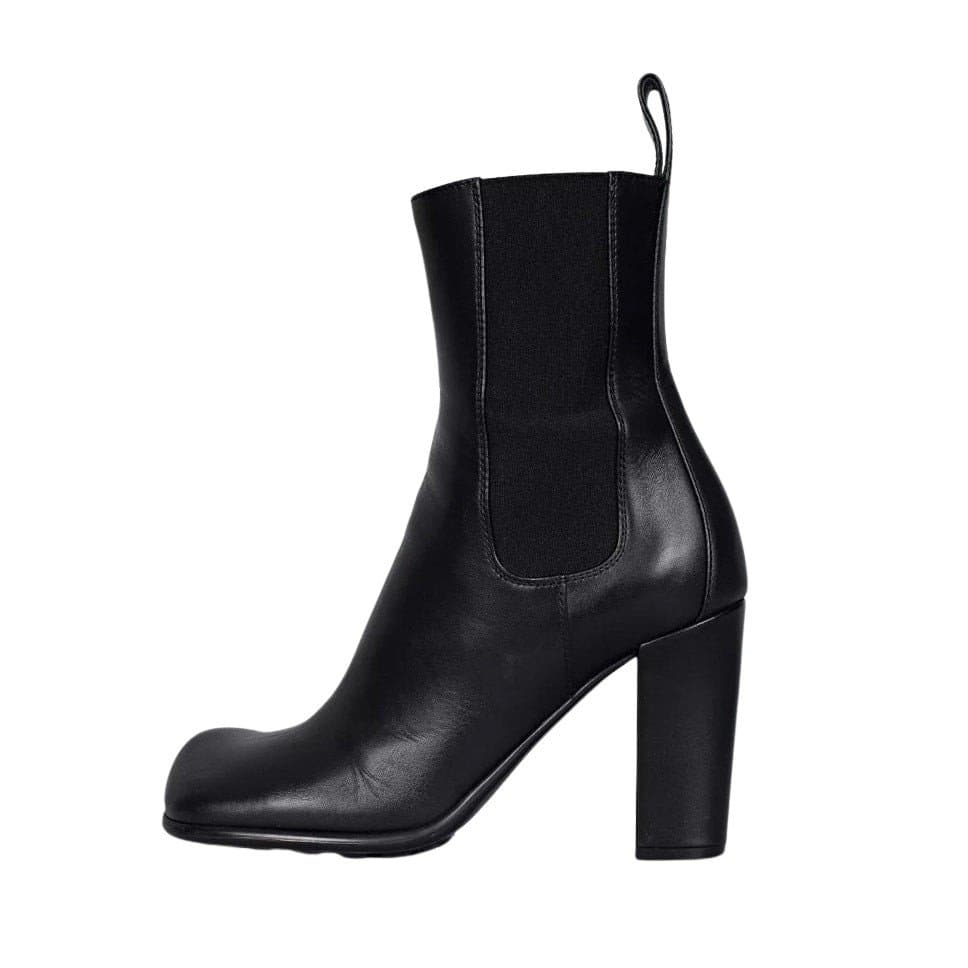 Bottega Veneta Bottega Veneta Black Leather Square Toe Ankle Boots - EU 38 pre-owned