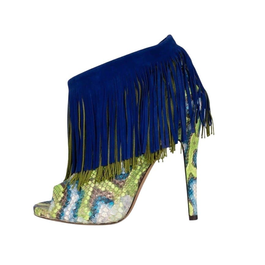 Jimmy Choo Jimmy Choo Snakeskin print lambskin Fringe Ankle Boots - Size 40 Pre-owned