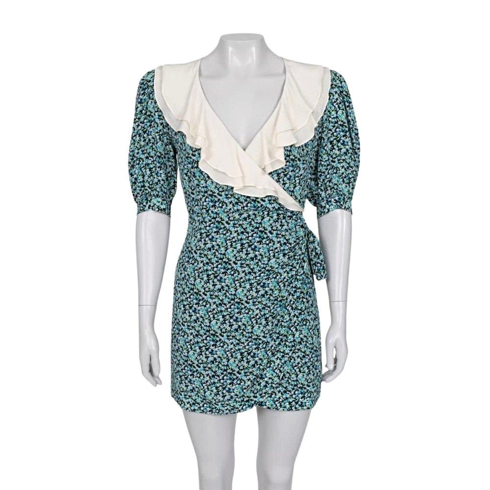 Alessandra Rich Alessandra Rich Blue Floral Silk Dress  Sz.40 Pre-owned