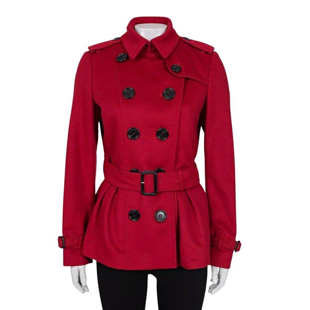 Burberry Burberry Red Wool Cashmere Belted Coat UK10 Pre-owned