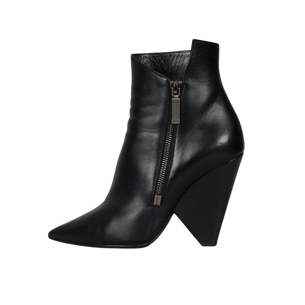 Saint Laurent Saint Laurent Niki Leather Wedge Boots - Size 38.5 pre-owned