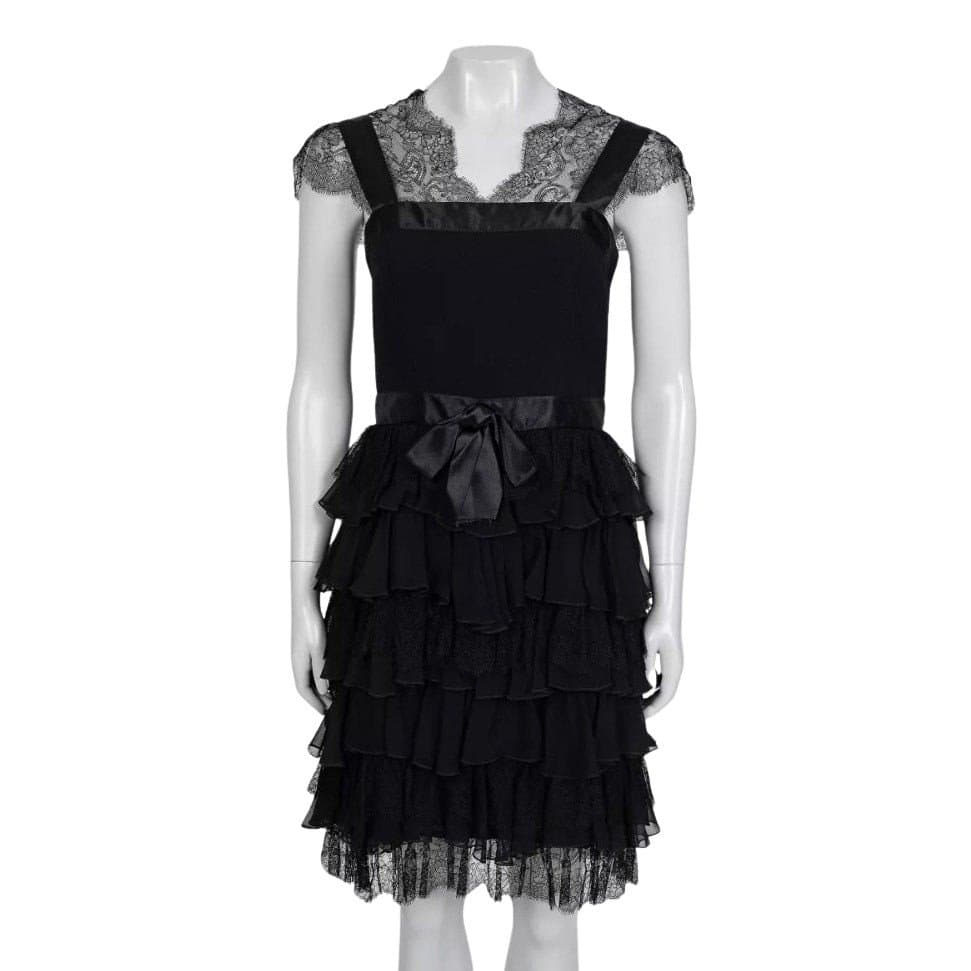 Oscar de la Renta Oscar de la Renta Black Lace Fitted Dress - UK6/XS Pre-owned