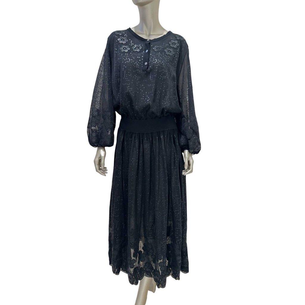 Chanel Chanel Fall 2018 Lace & Silk Blend Sheer Midi Dress Sz.46 Pre-owned