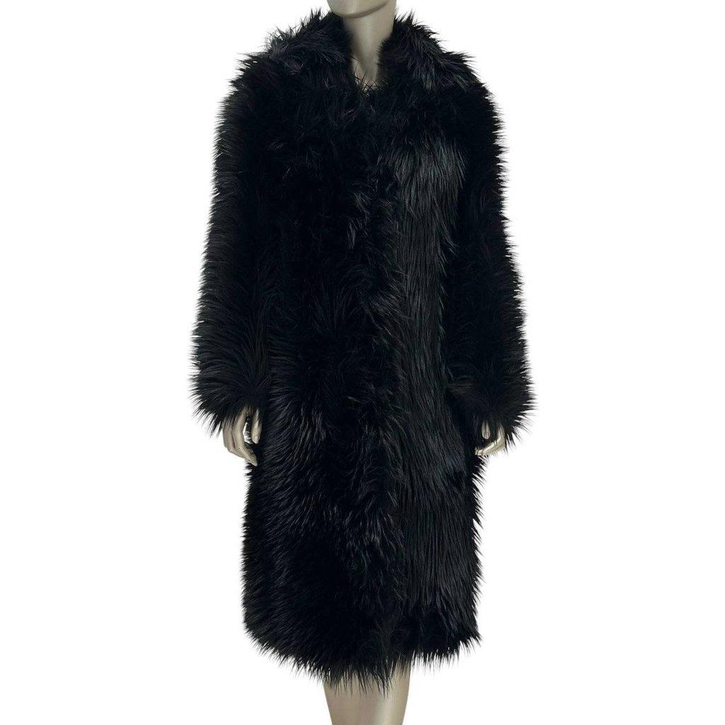 Prada Prada 2011 Black Faux Fur Coat  Sz.40 pre-owned