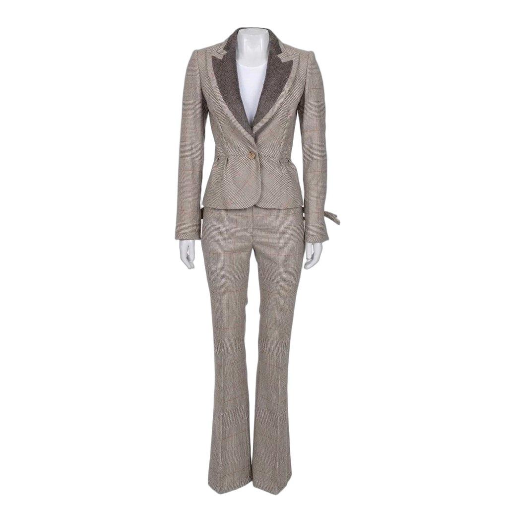 Gianfranco Ferré Gianfranco Ferre Chic Beige Wool Checked Suit - IT38/XS pre-owned