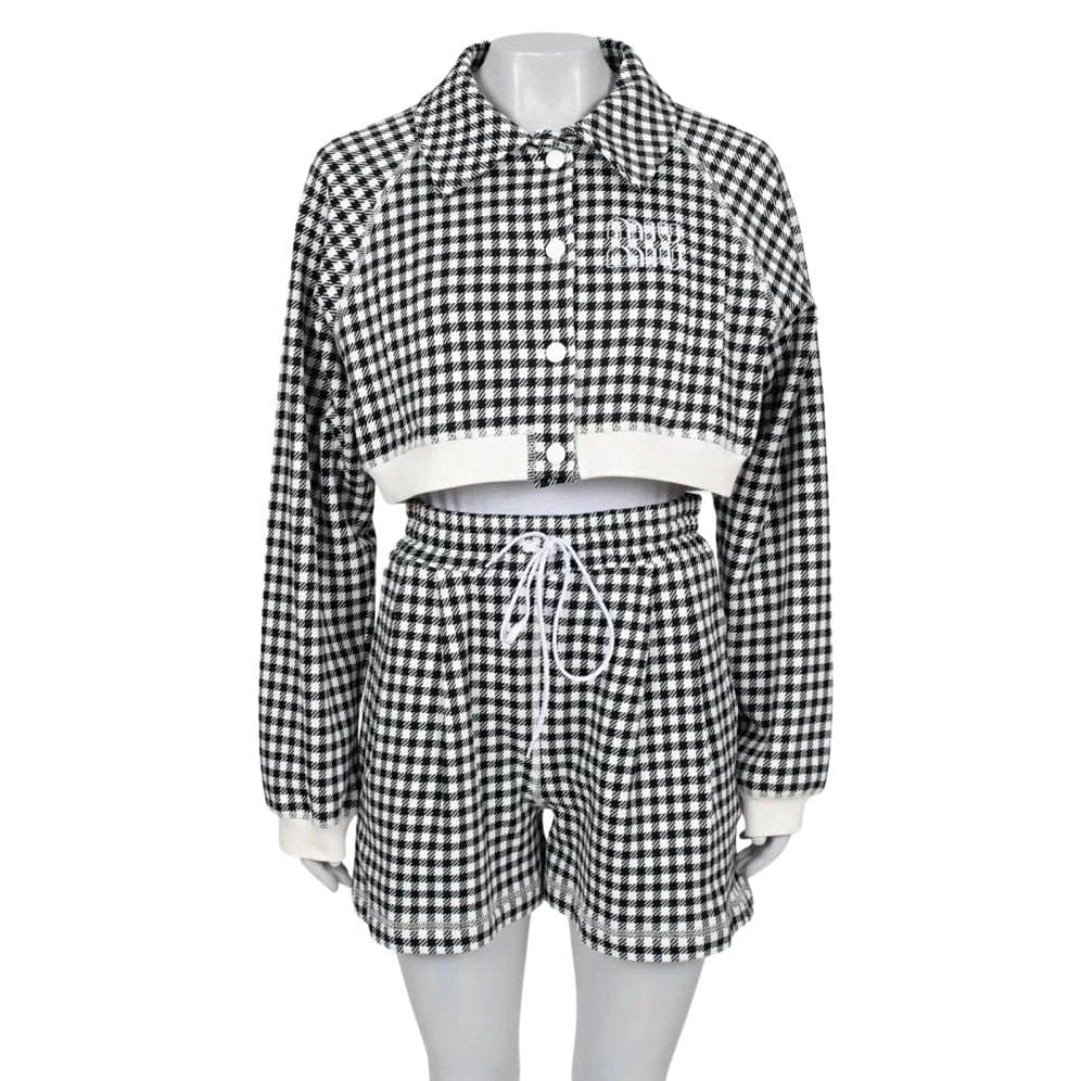 Miu Miu Miu Miu Houndstooth Cotton Suit with Shorts - Size S Pre-owned
