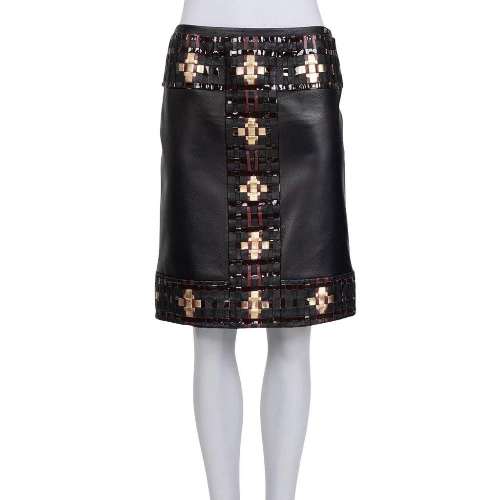Chanel Chanel Black Sheepskin Leather Skirt - Size EU 36 / M  Pre-owned