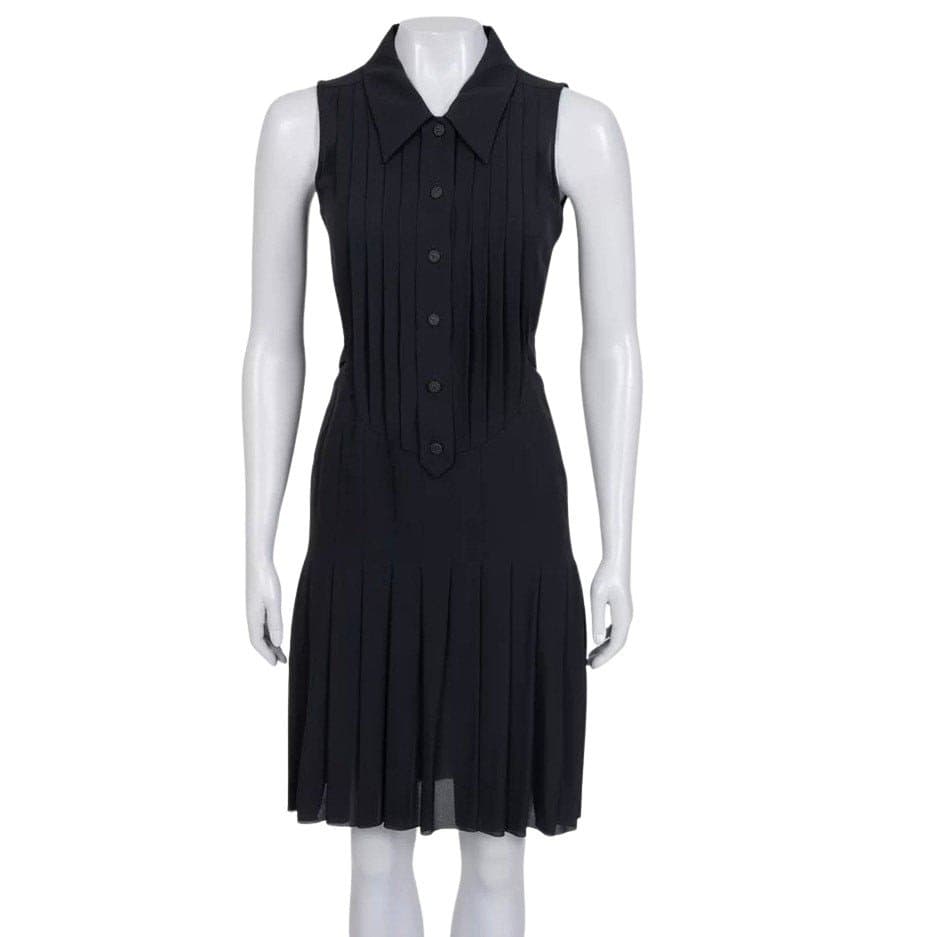 Chanel Chanel Black Silk Pleated Dress Sz.34 pre-owned
