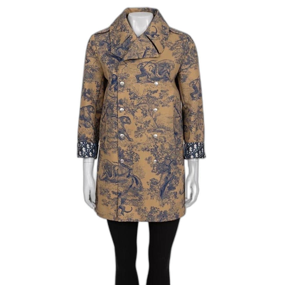 Christian Dior Christian Dior Brown Signature Print Trench Coat Sz. 36 pre-owned