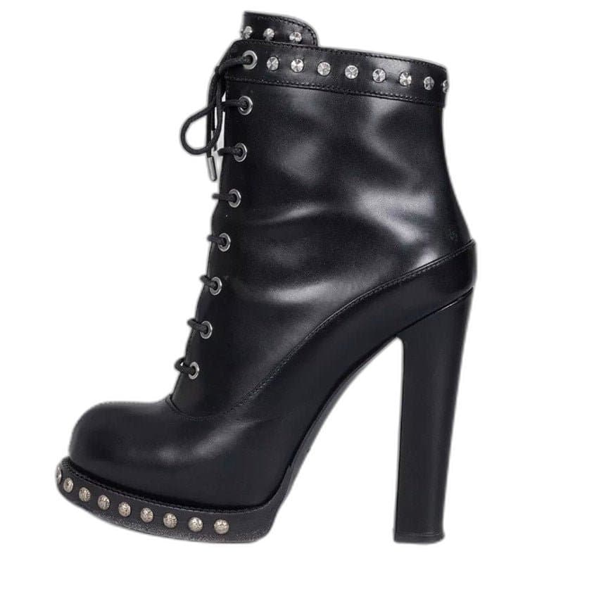 Alexander McQueen Alexander McQueen Black Leather Ankle Boots Sz.39 pre-owned