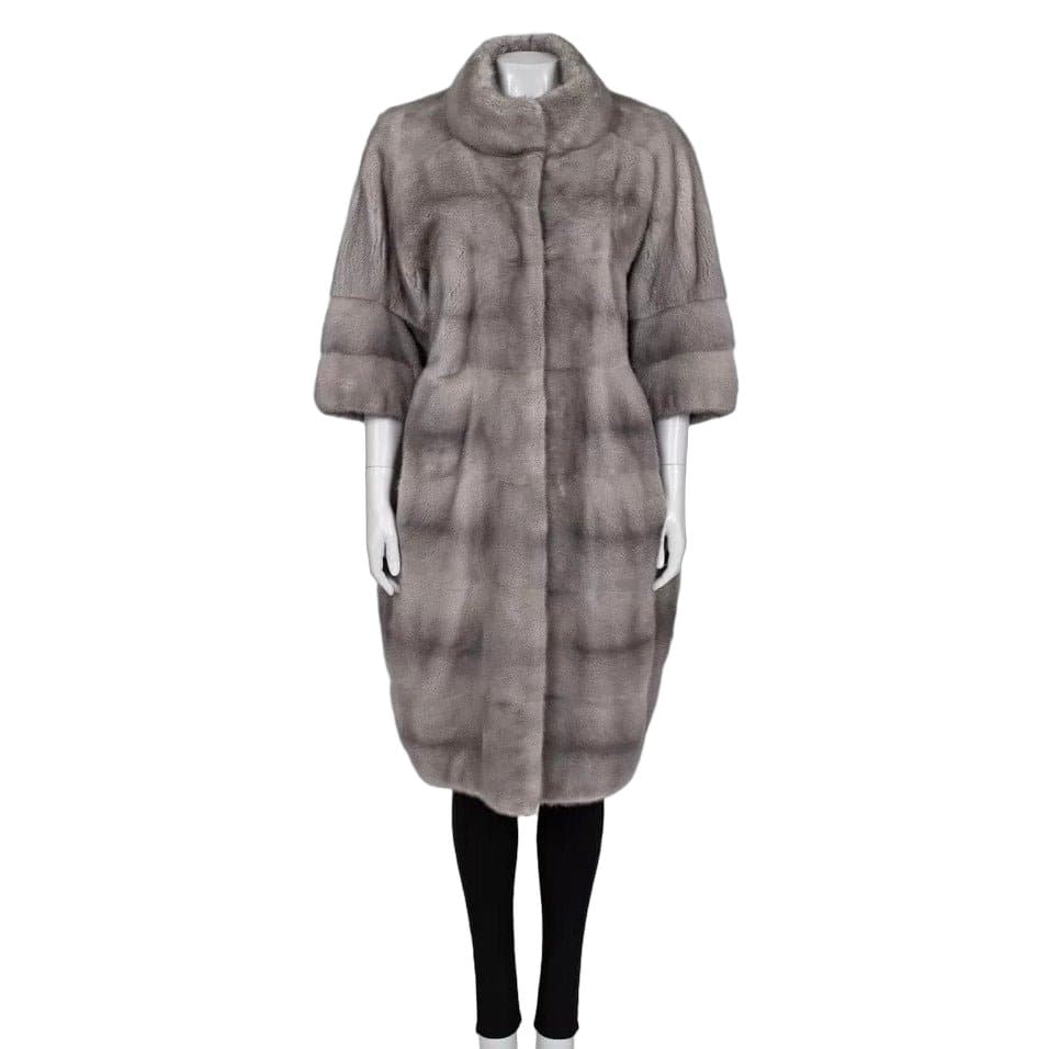 Gianfranco Ferré Gianfranco Ferre Gray Faux Fur Coat High Collar Sz L pre-owned