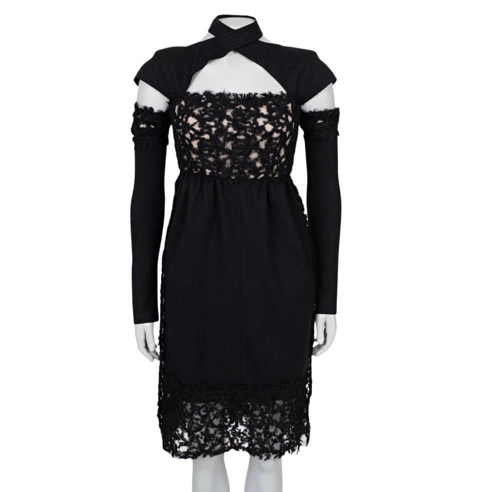 Fendi Fendi Black Wool Detachable Sleeves l Dress Sz/40/S Pre-owned