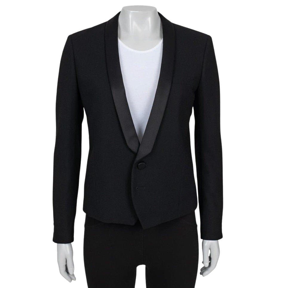 Saint Laurent Saint Laurent Black Wool Satin Lapels Jacket Sz.40 pre-owned