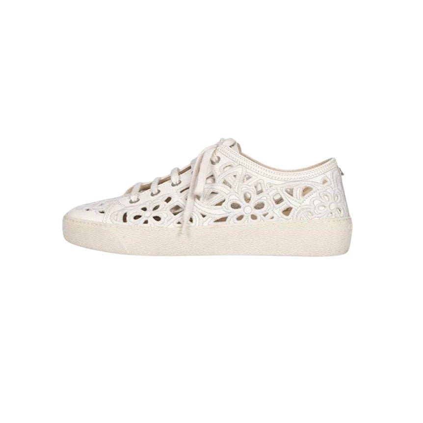 Chanel Chanel White Embroidered Leather Sneakers - Size 39.5 Pre-owned
