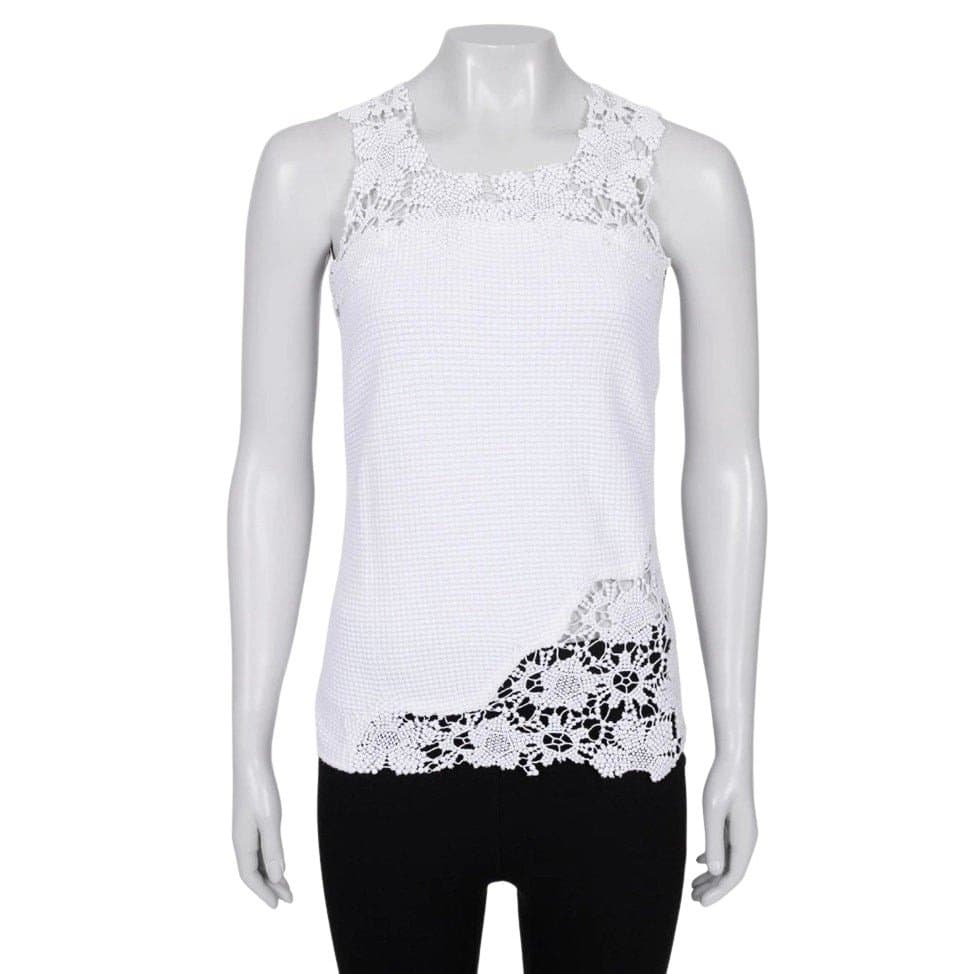 Chanel Chanel Lace-Trim Cotton Tank Top Size S/EU 34 Pre-owned