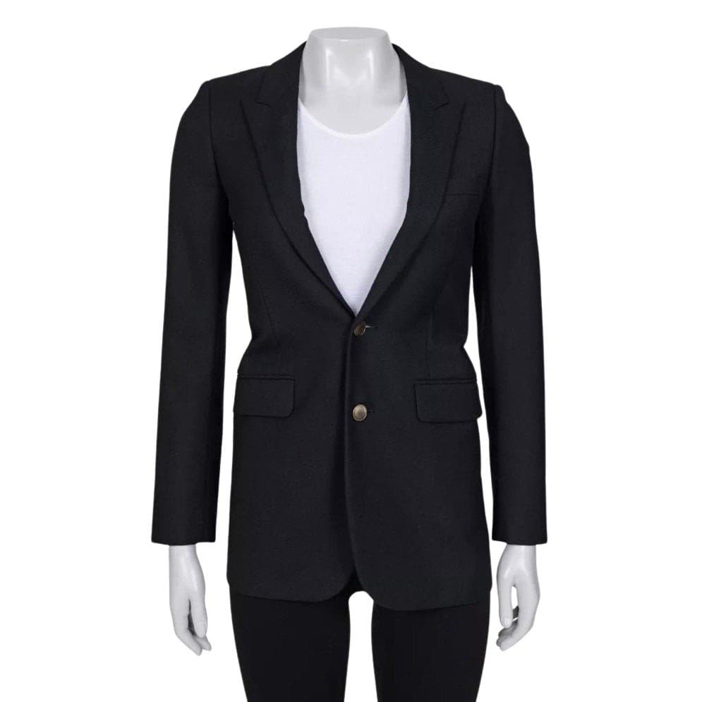 Saint Laurent Chic Saint Laurent Black Wool Jacket - EU 32/XS Pre-owned