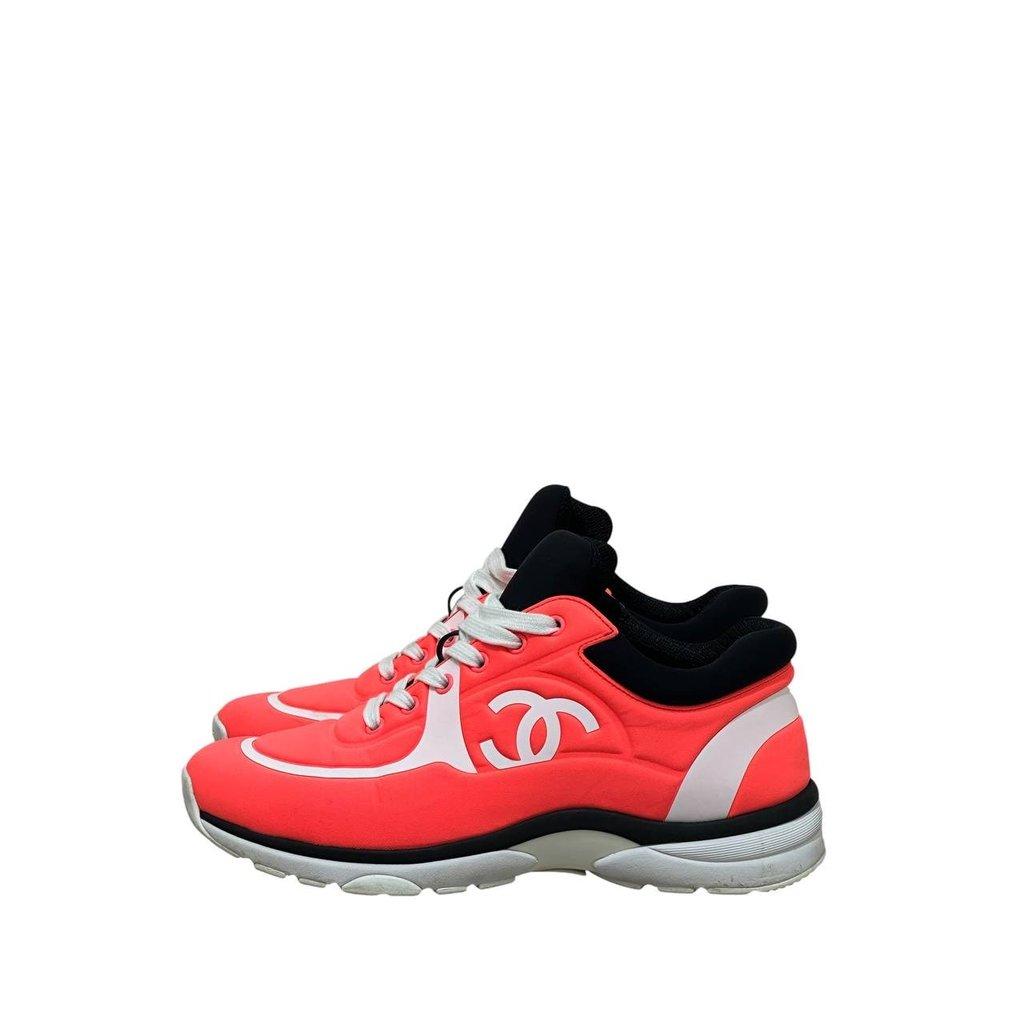 Chanel Chanel Orange Neon Athletic Sneakers Sz 39.5 pre-owned