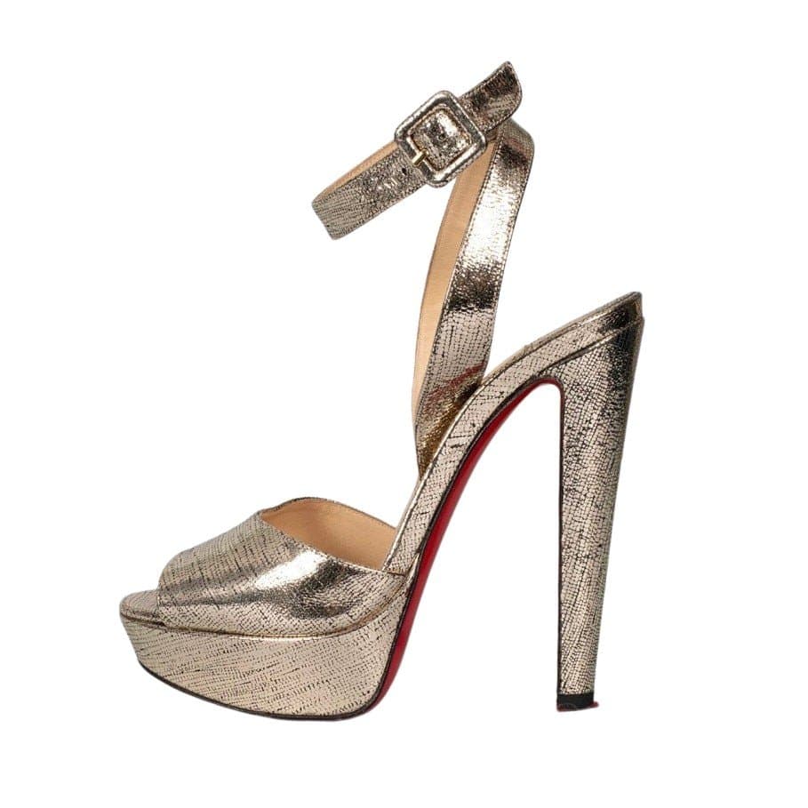 Christian Louboutin Christian Louboutin Gold Print Stiletto Sandals Size 36 Pre-owned