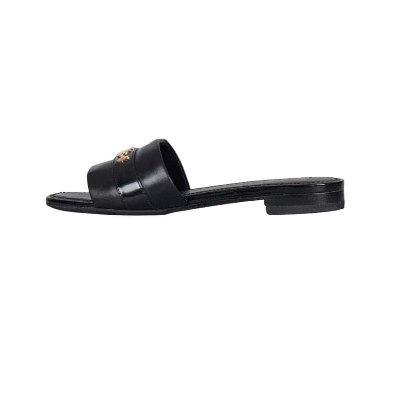 Louis Vuitton Louis Vuitton Black Leather Gold Hardware Slides Sz.39  Pre-owned