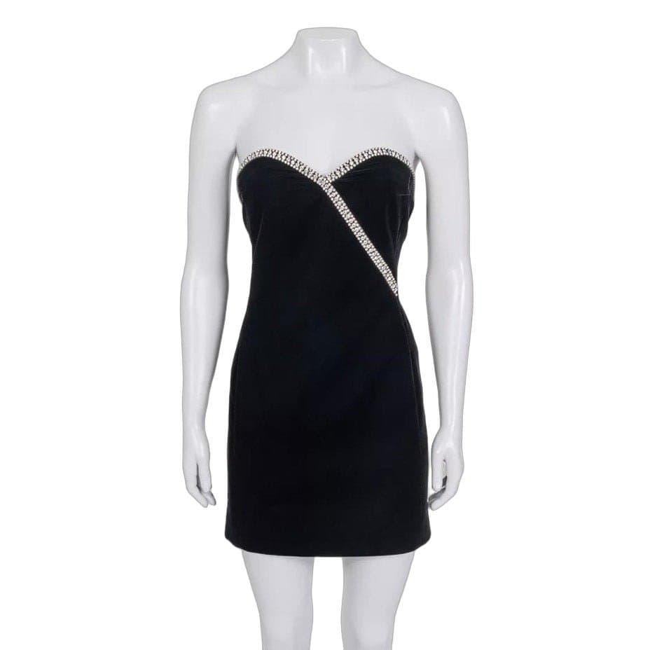 Saint Laurent Saint Laurent Black Crystal Embellished Dress Sz.34XS Pre-owned