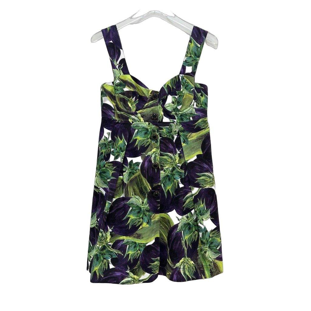 Dolce & Gabbana Dolce & Gabbana Vibrant Botanical Print Cotton Blend Dress Sz.40 pre-owned