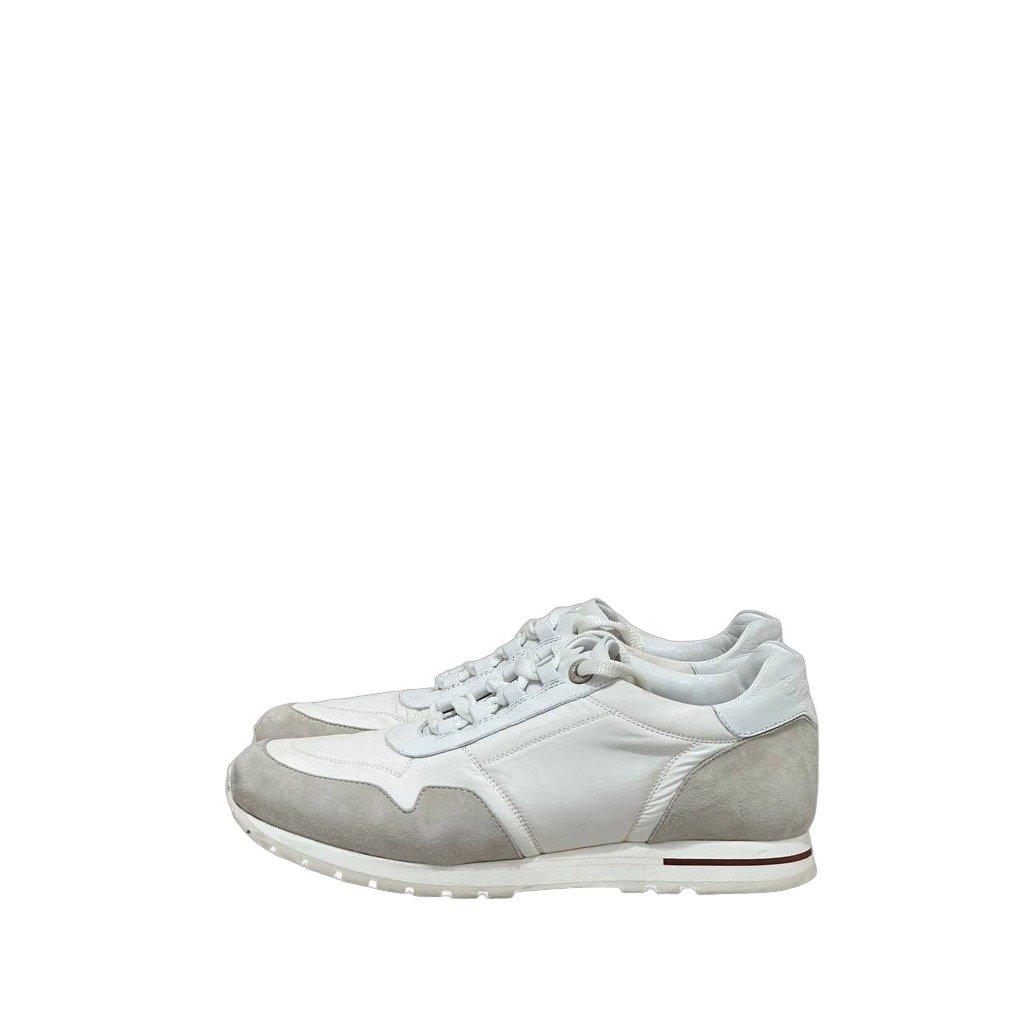 Loro Piana Loro Piana White & Grey Suede Leather Sneakers sz.37.5 Pre-owned
