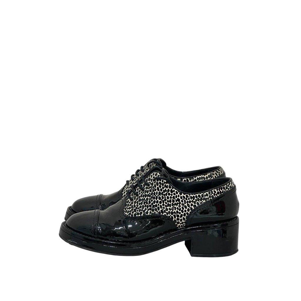 Chanel Chanel Leopard Print Patent Leather Heeled Derby EU 38 Pre-owned