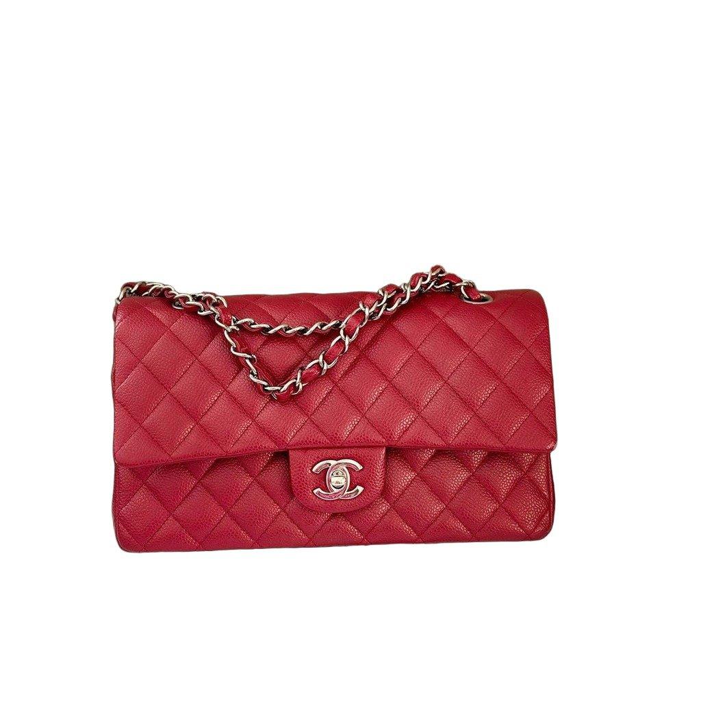Chanel Chanel Timeless Medium 25 Red Grained Caviar Leather Flap Bag Pre-owned