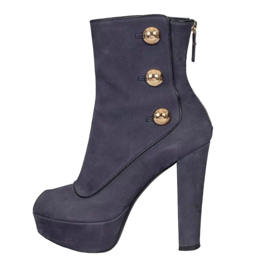 Louis Vuitton Louis Vuitton Grey Suede Open-Toe Booties EU 38 pre-owned