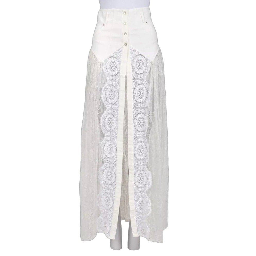 Alessandra Rich Alessandra Rich White Lace Elegant Sheer Hem Skirt Sz.XS pre-owned