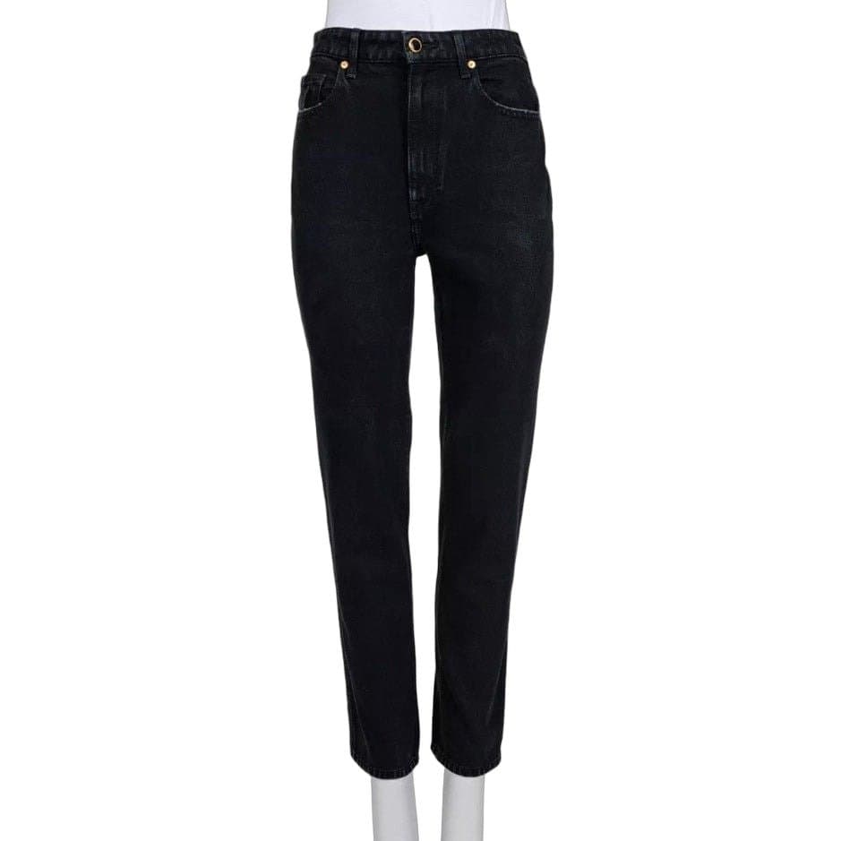 Khaite Khaite Black Straight-Leg Jeans with Gold Button Detail Sz.W25 | XS pre-owned