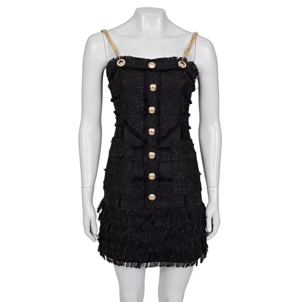 Balmain Balmain Black Gold Straps Dress  Sz.S Pre-owned