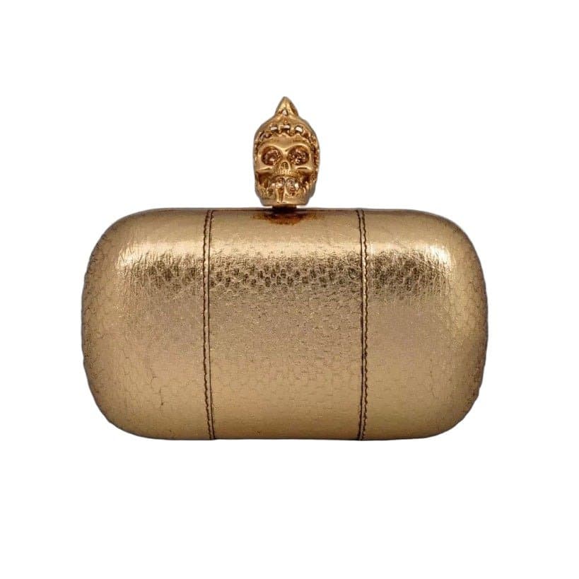 Alexander McQueen Alexander McQueen Skull Gold Leather Clutch Bag