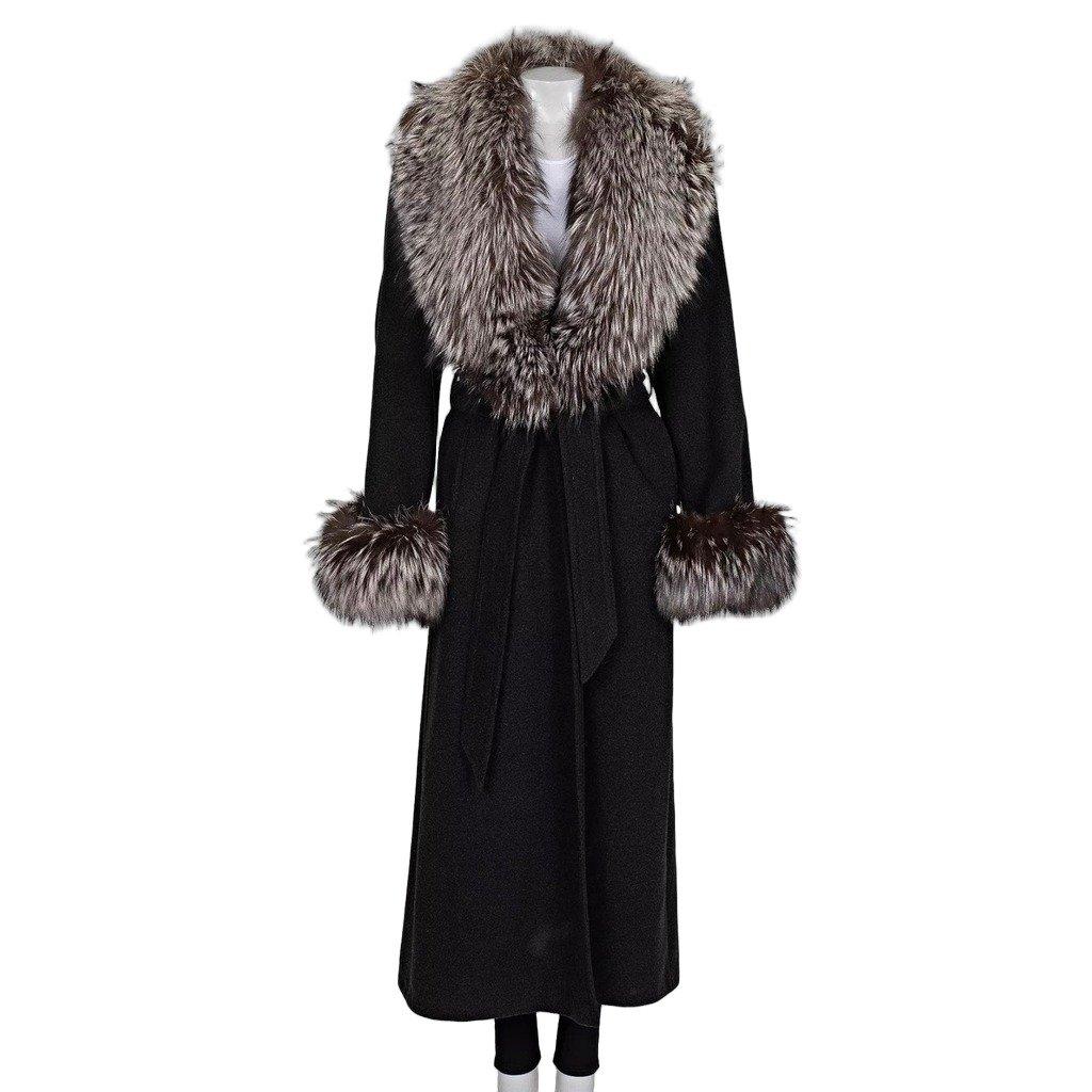 ZILLI Zilli Grey Coat with Detachable faux Fur Trim - Size L Pre-owned
