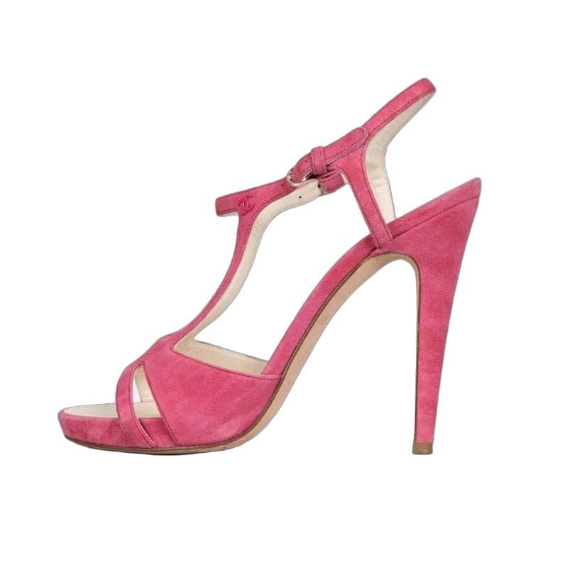 Chanel Chanel Pink Suede High Heel Sandals - Size 39 Pre-owned