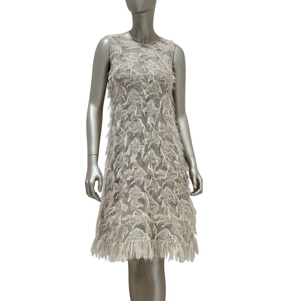 Chanel Chanel Beige Mohair & Silk A-Line Dress - Size 36 Pre-owned
