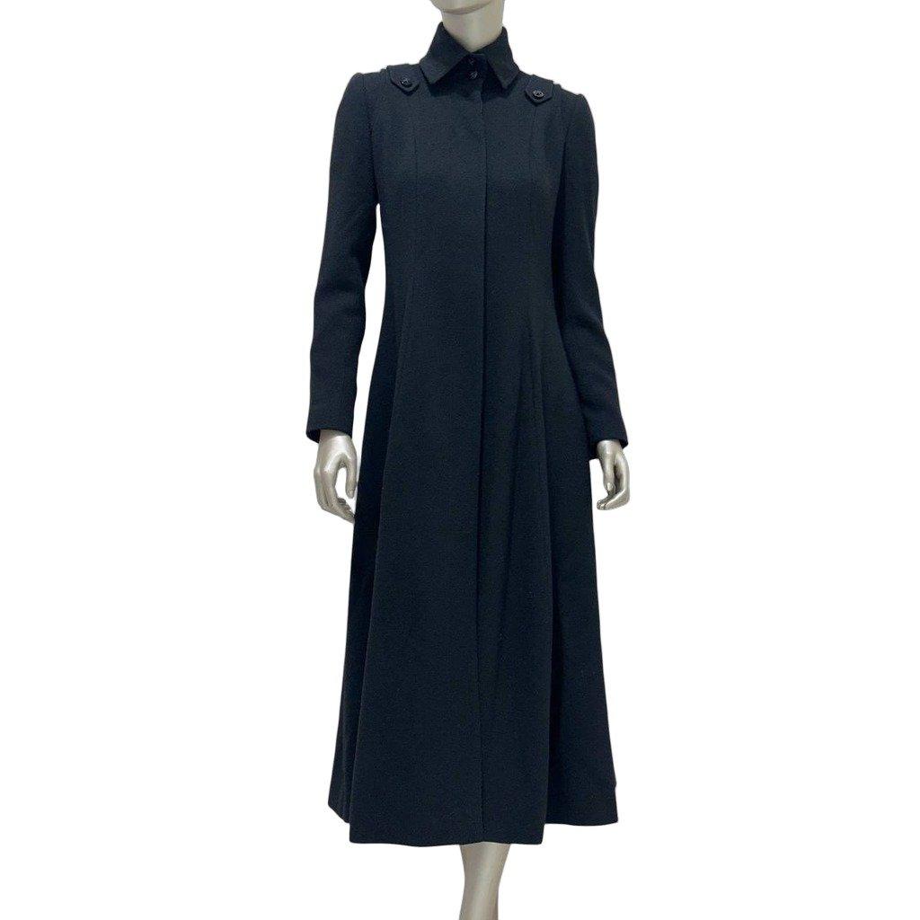 Chanel Chanel Black Wool Coat - Silk Lined & Tailored Sz.36 Pre-owned