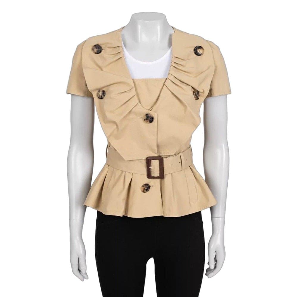 Christian Dior Christian Dior Vintage Brown Cotton Short-Sleeve Jacket Sz.36/ S pre-owned