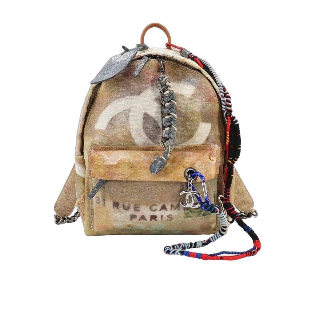 Chanel Chanel Graffiti Canvas & Leather Backpack Beige Pre-owned