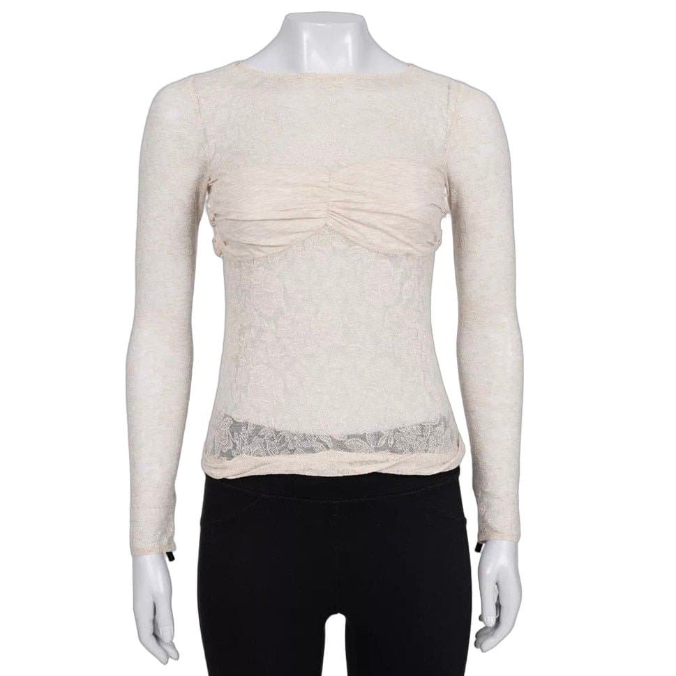Louis Vuitton Louis Vuitton Beige Lace Body-Con Top Sz.36 Pre-owned