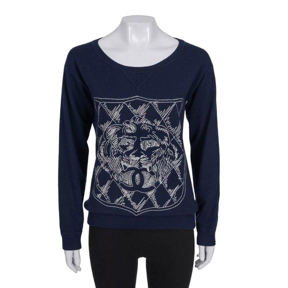 Chanel Chanel Vintage Blue Cashmere Jumper - Size M, EU38 Pre-owned